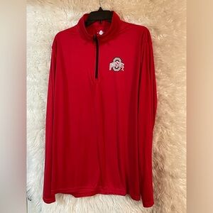 Ohio State Buckeyes Scarlet & Gray Men’s Long Sleeve 1/4 Zip Pullover. XXL